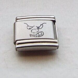 Angry face laser 9mm stainless steel italian charm bracelet link new